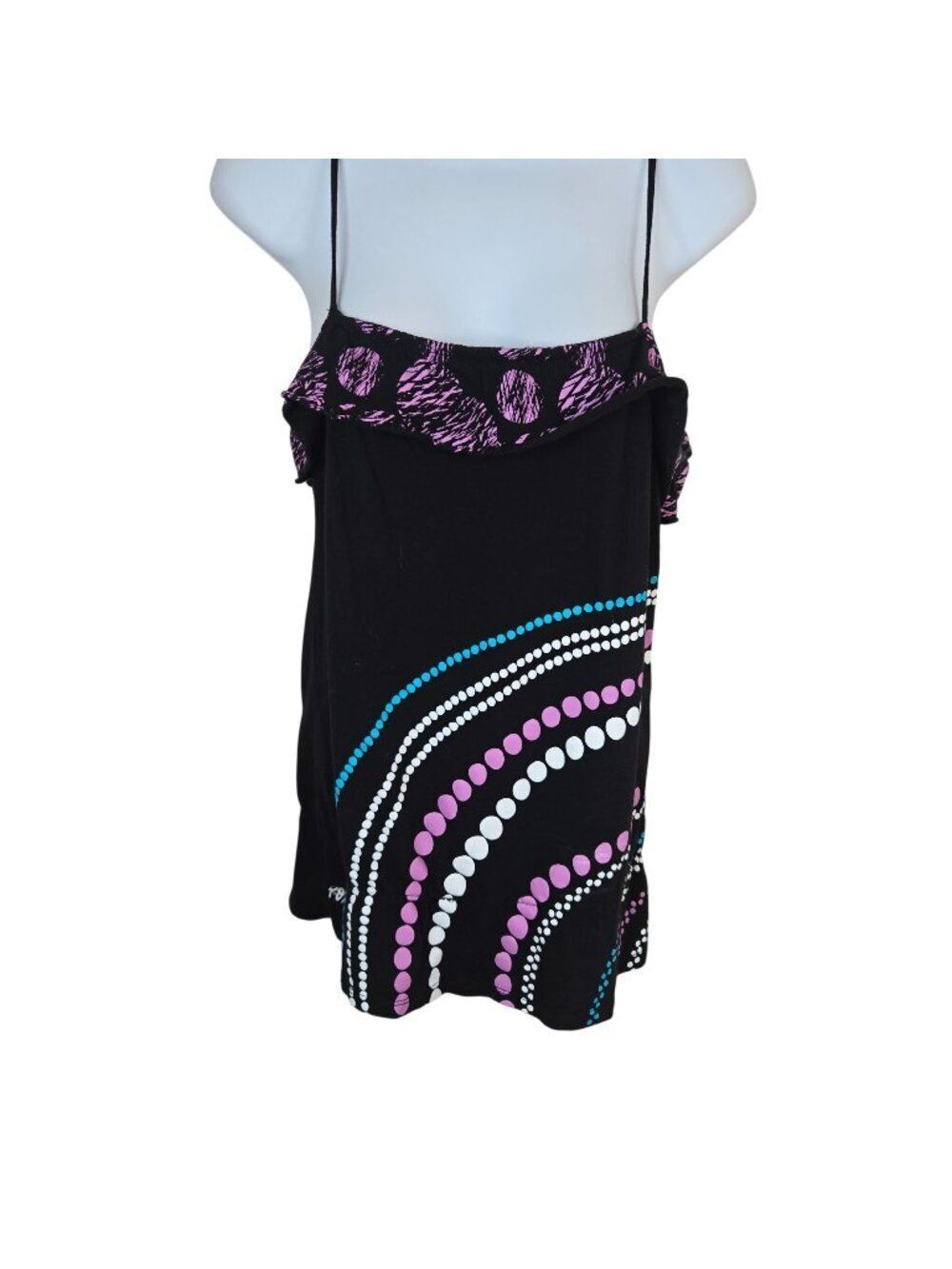 Vintage Y2K Roxy Black Purple Sleeveless Tunic Top Womens S